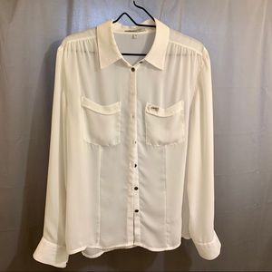 Guess Semi Sheer Button Down Collared Shirt